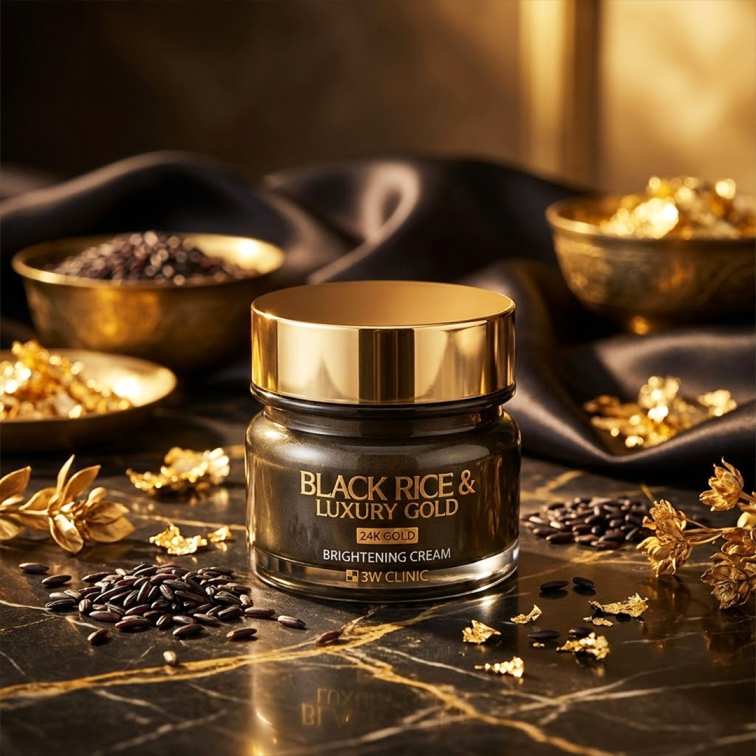 3w Clinic Black Rice &amp; Luxury Gold Brightening Cream - 100gm