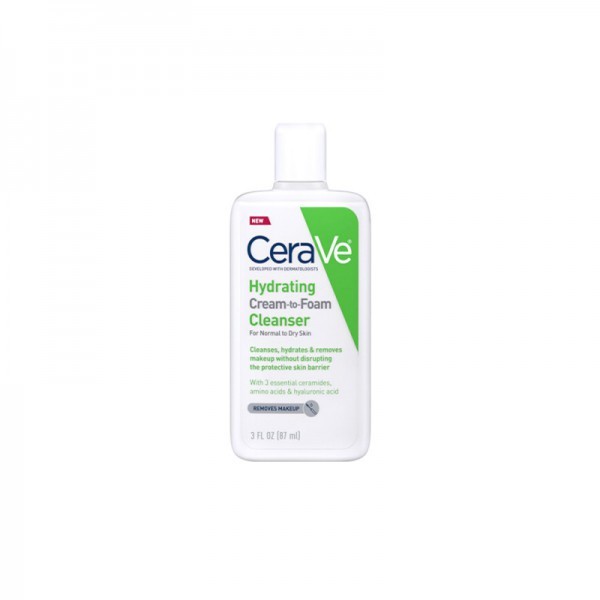 CeraVe Hydrating Cream To Foam Cleanser (For Normal To Dry Skin) - 87ml (USA version)