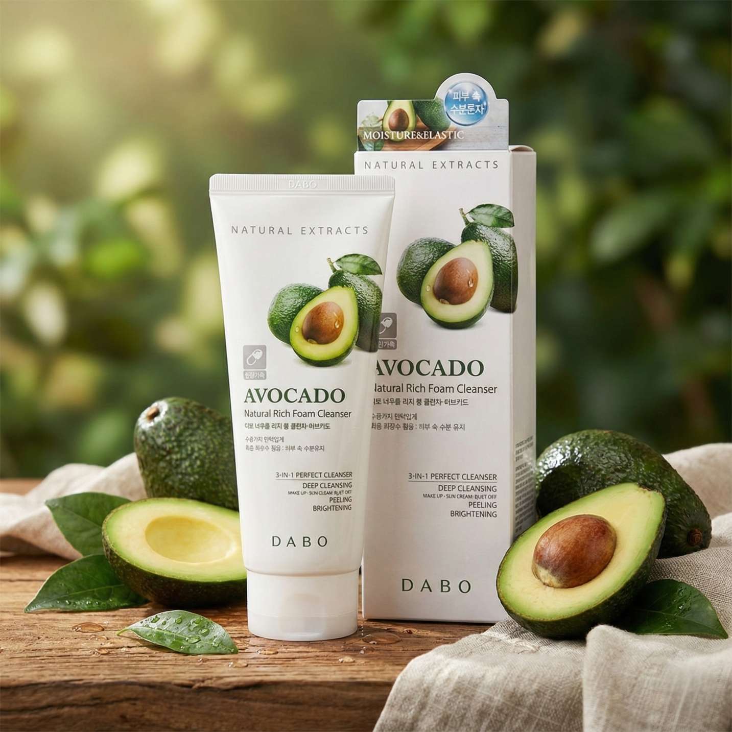 Dabo Natural Rich Foam Cleanser Avocado (Moisture &amp; Elastic) - 180ml