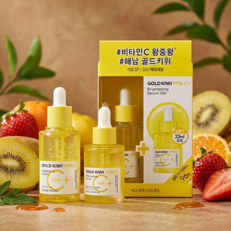 Holika Holika Gold Kiwi Vita C+ Brightening Serum Set - 45ml/23ml