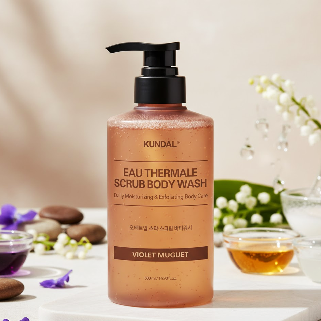 Kundal Eau Thermale Scrub Body Wash (Violet Muguet) - 500ml