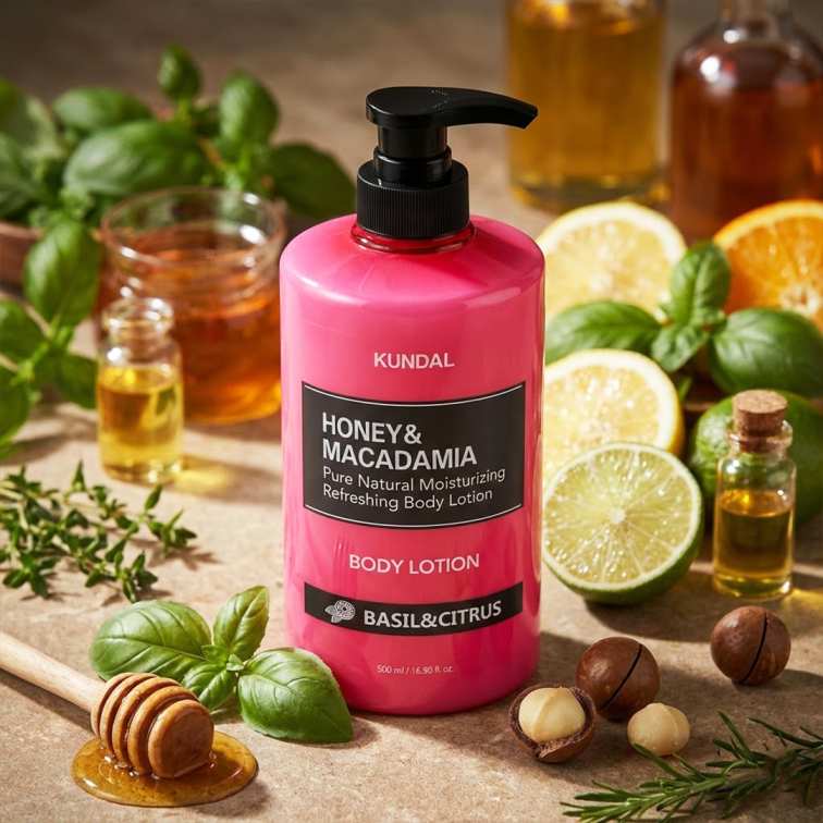Kundal Honey &amp; Macadamia Pure Body Lotion (Basil &amp; Citrus) - 500ml