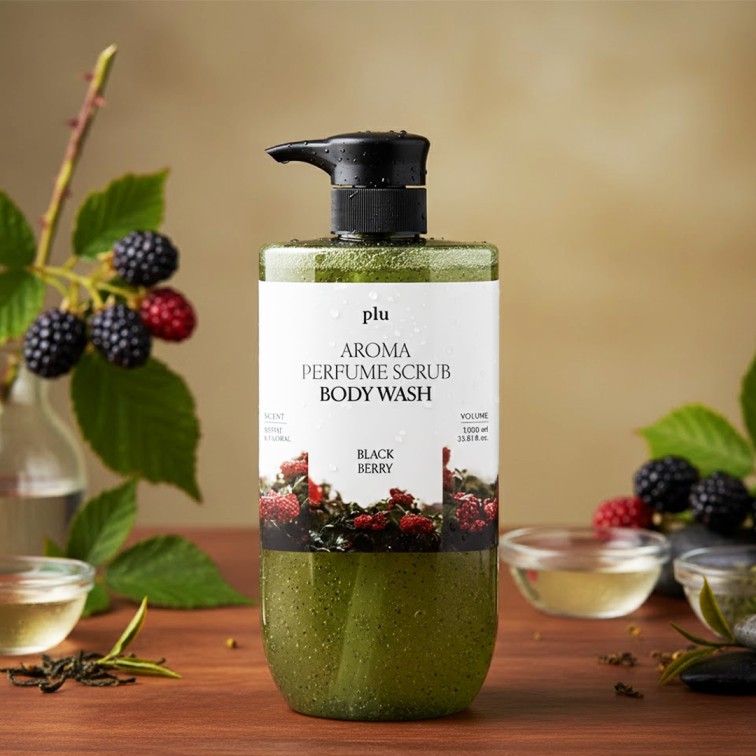 Plu Aroma Perfume Scrub Body Wash (Black Berry) -1000ml