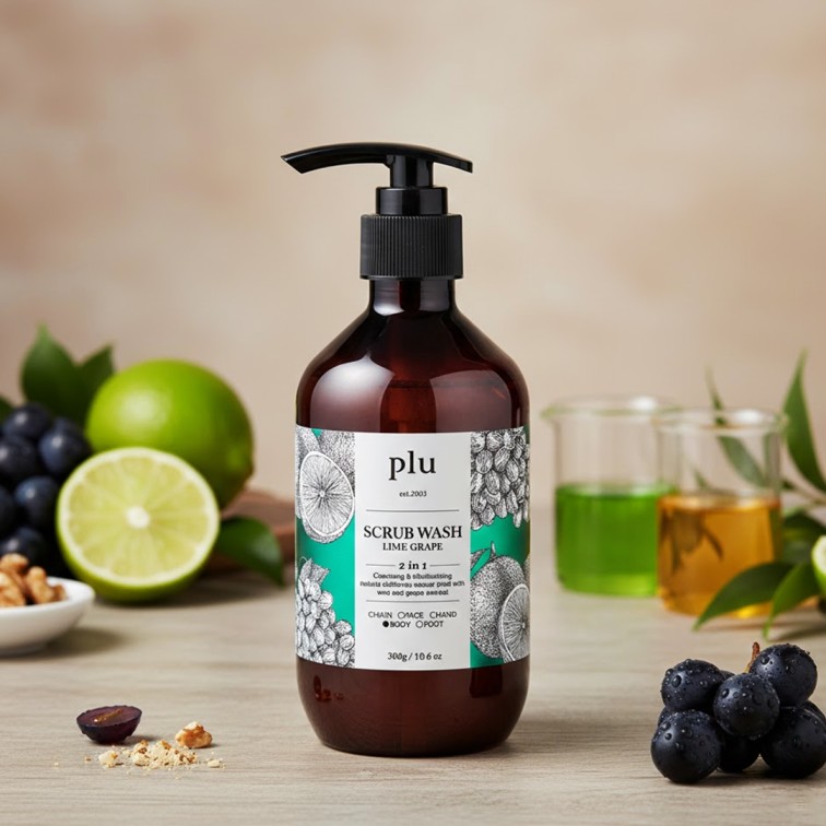 Plu Body Scrub Wash (Lime Grape) - 500g