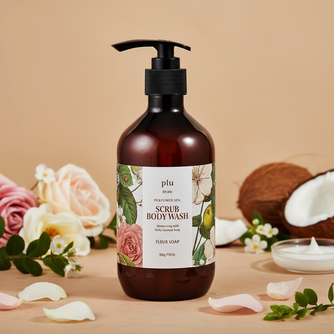 Plu Perfumed Spa Scrub Body Wash (Fleur Soap) - 500g