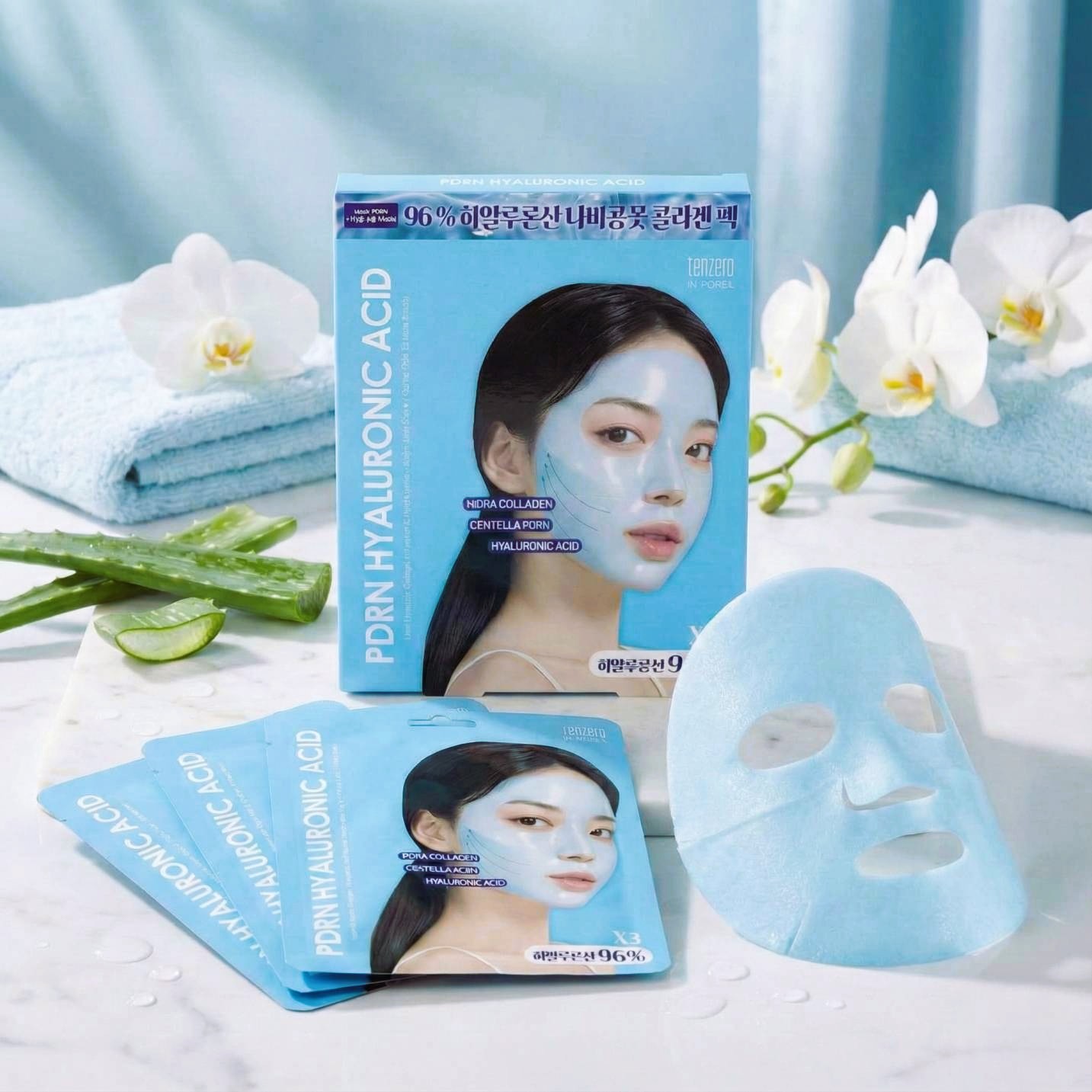 Tenzero Watery Hyaluronic Acid PDRN Mask Pack (30g x 3 Mask Sheets) - 90g